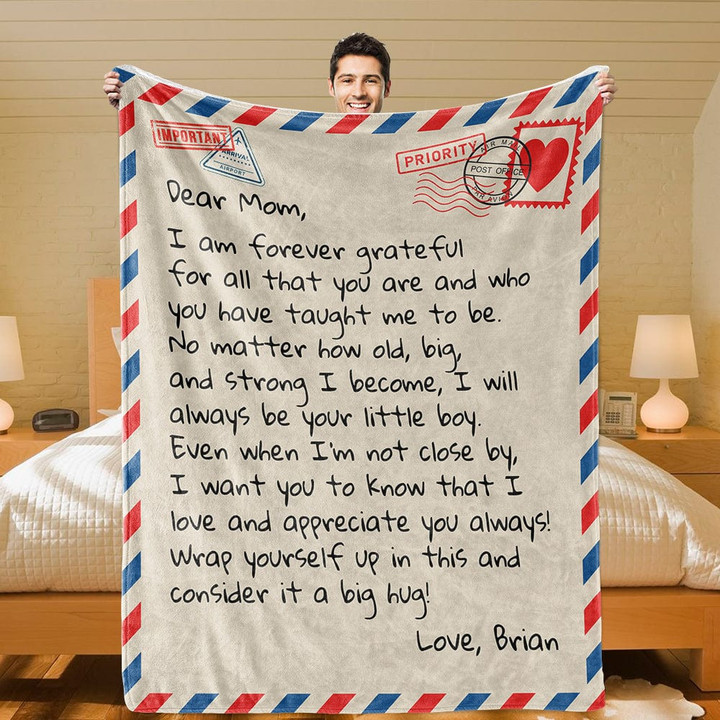 Dear Mom Blanket From Son Daughter Personalized Giant Love Letter Blanket Birthday Mother's Day Anniverrsary Blanket Gift Idea