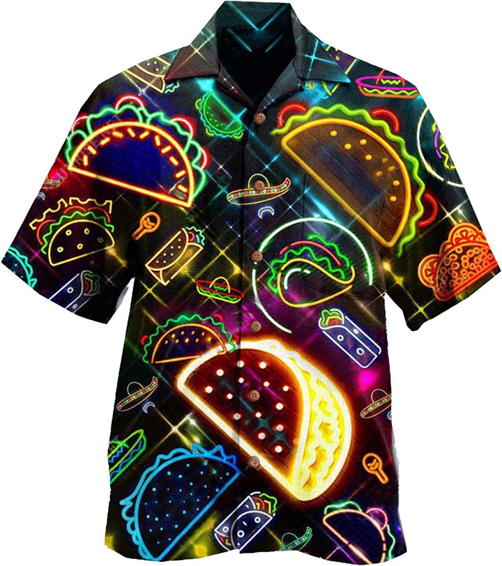 Tacos Light Hawaiian Shirt - Mexico Food Casual Button Down Hawaiian Shirts - Aloha Summer Shirt