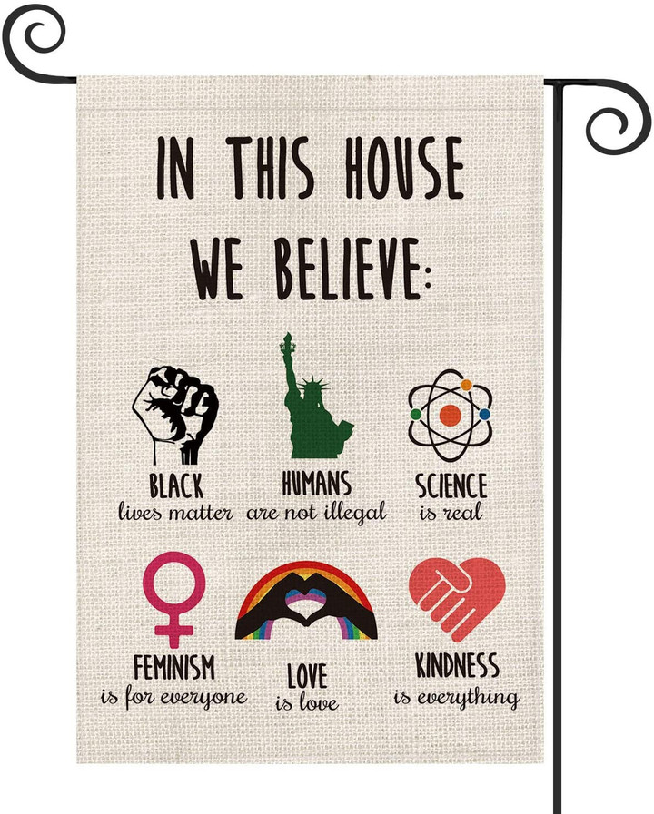 LGBT Garden Flag, Pride Flag, Inspiration Quote Garden Flag Vertical Double Sided, LGBT Science Feminism Humans Kindness Flag Yard Outdoor Decoration