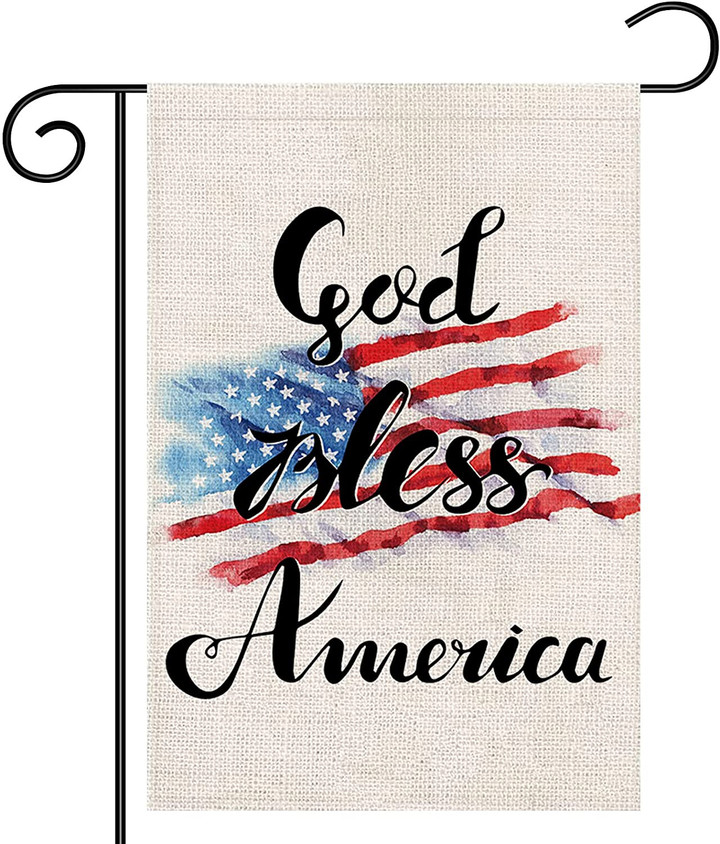 Independence Garden Flag, God Bless America 4th of July Garden Flag, Patriotic Welcome Flag, Fourth of July Decoration Burlap American Flag, Memorial Day Independence Day Veterans Day