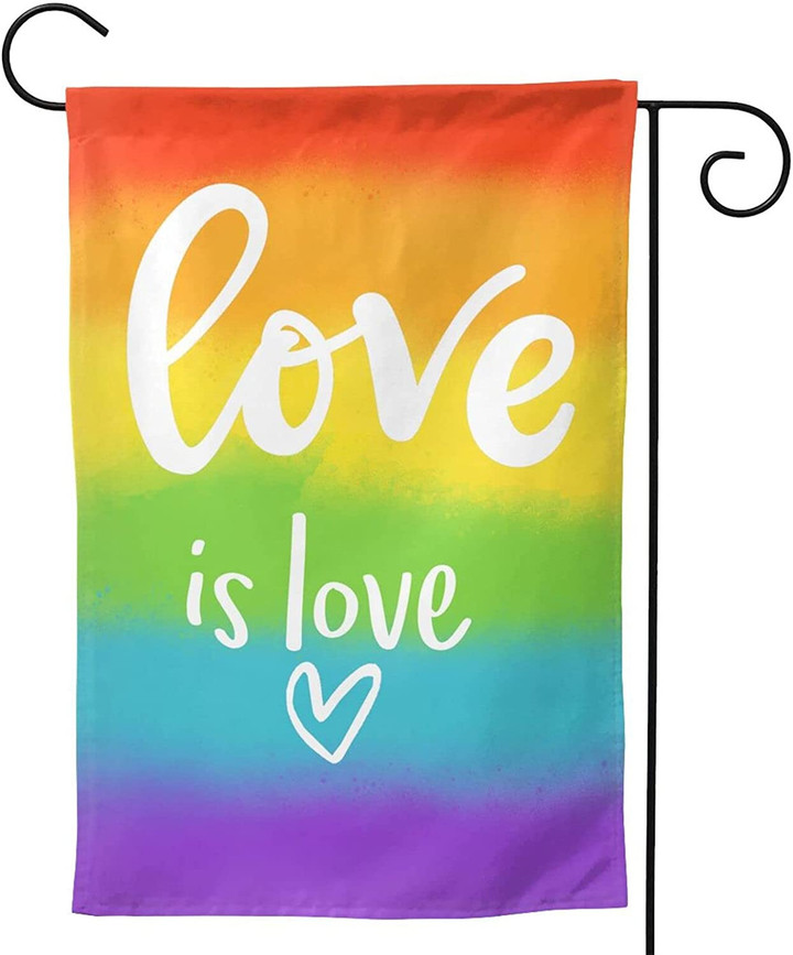 LGBT Garden Flag, Pride Flag, LGBT Love is Love Pride Garden Flag Double Sided LGBT Rainbow Pansexual Flags, Love Always Wins Outdoor Signs Gifts