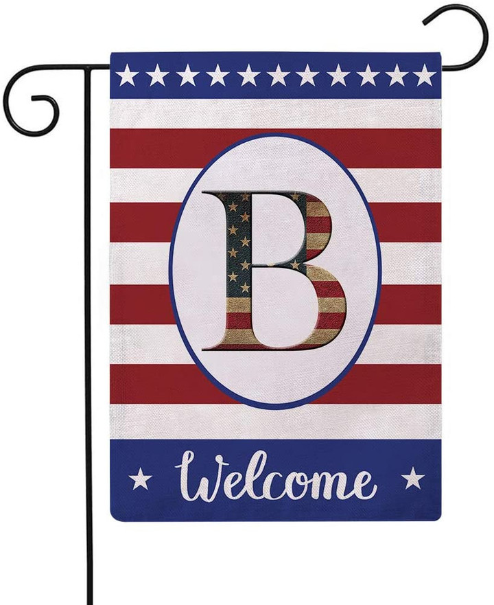 Independence Garden Flag,  Decorative Flag Initial Letter Garden Flags with Monogram B Double Sided American Independence Day Flag Welcome Burlap Garden Flags