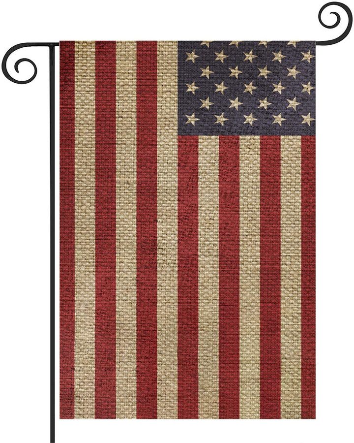 Independence Garden Flag,  Independence Day Vintage Garden Flag American Blue Red The Stars and Stripes Burlap FlagsVertical Double Sided Small Garden Flags Memorial Patriotic the Star