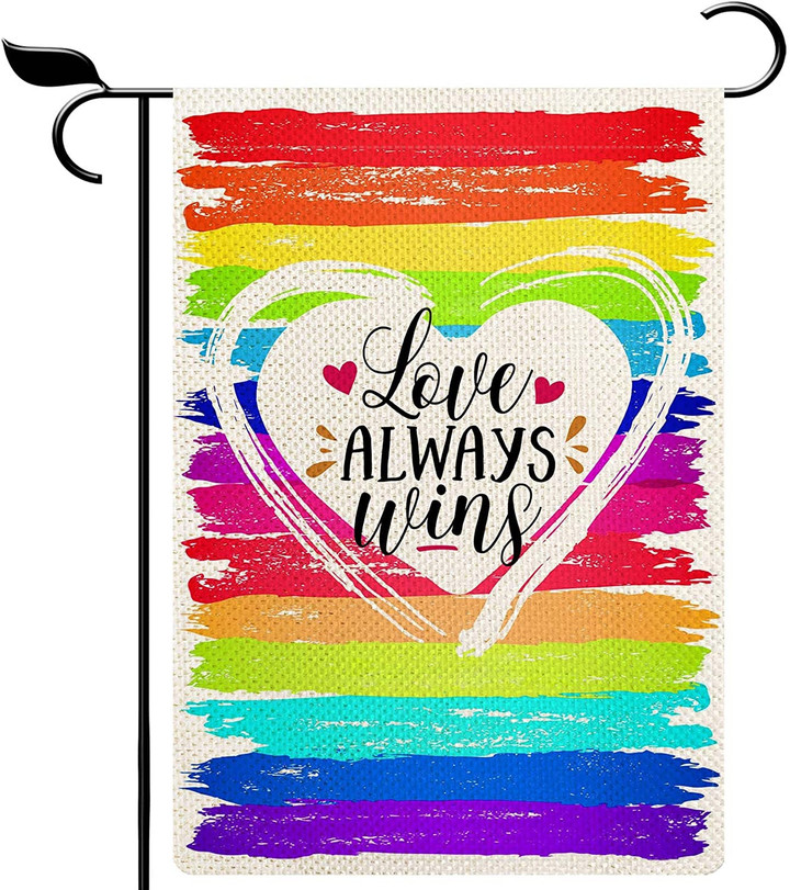 LGBT Garden Flag, Pride Flag, Love Always Wins Garden Flag, Rainbow Garden Flag, LGBT Gift Vertical Double Sided Pride Gay Pride Lesbian LGBT Sign Pansexual Flag Yard Outdoor Decor