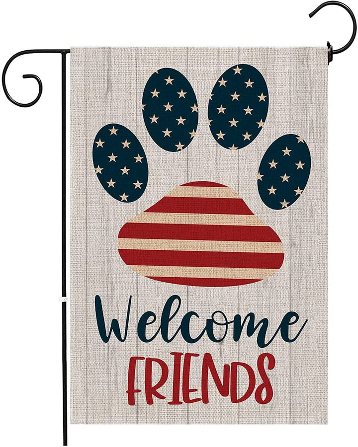 Independence Garden Flag,  Lucky Dog Garden Flag Dog Paw Prints Welcome Garden Flag Yard Flag Fourth of July Patriotic Memorial Day Independence Day Garden Flags Porch and Outdoor Decoration