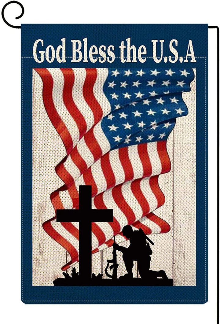 Independence Garden Flag,  God Bless America Patriotic Garden Flag Double Sided, Memorial Day 4th of July Independence Day American Star and Strip Yard Flag Outdoor Outside Holiday Decoration