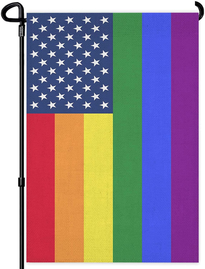 LGBT Garden Flag, Pride Flag,  Gay America Garden Flag 12x18 Inch Double Sided LGBT Pride Flag with Star Field from Us Flag Garden Flags for Outside Outdoor Holiday Yard Flag