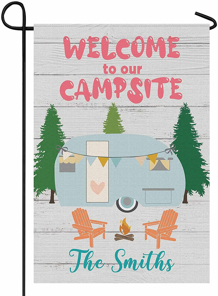 Camping Garden Flag, Personalized Camping Garden Flags Welcome to Our Campsite Flags for Outdoor Yard House Banner Home Lawn Welcome Decoration