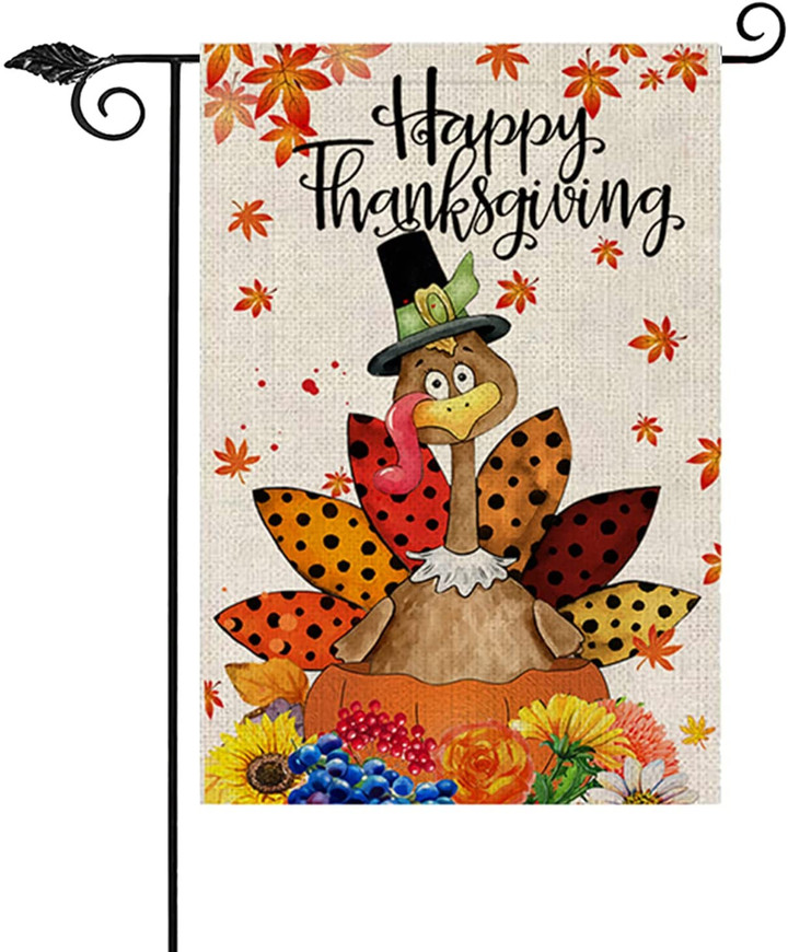 Happy Thanksgiving Garden Flags 12.5 x 18 Inch, Be Thankful Thanksgiving Flag Double Sided Decorative Turkey Fall Garden Flag for Thanksgiving Day Harvest Fall Autumn Yard Outdoor Decor