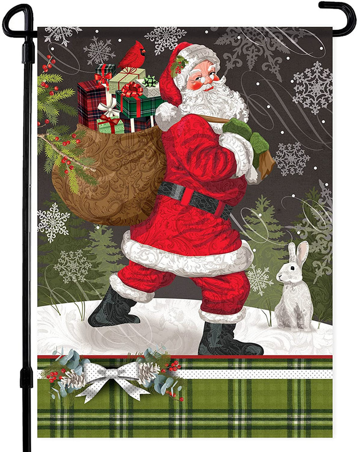 Christmas Garden Flag - Double Sided Santa Claus Christmas Flag  - Premium Christmas House Flags for Front Yard, Lawn, Porch, Door Winter Garden Decorations - Suits Standard Flagpole