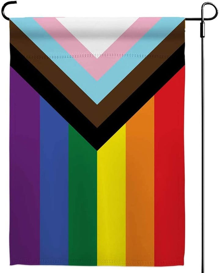 Progress Pride Rainbow Garden Flags - Inclusive Progress Yard Small Flag 12.5x18 Inch for LGBTQ Lesbian Gay Transgender