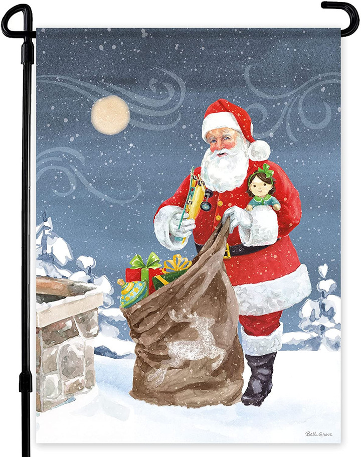 Christmas Garden Flag - Santa Claus List Banner - Premium Christmas Flag - Winter Flags for Outside - Welcome Garden Flag for Front Yard, Porch, Lawn - Suits Standard Poles