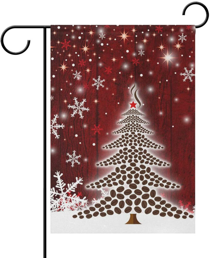 Christmas Tree Snowflake Double Sided Polyester Garden Flag, Winter Holiday Decorative Flag for Party Yard Home Decor, Package Content, Garden Yard, Favorable Festival Atmosphere