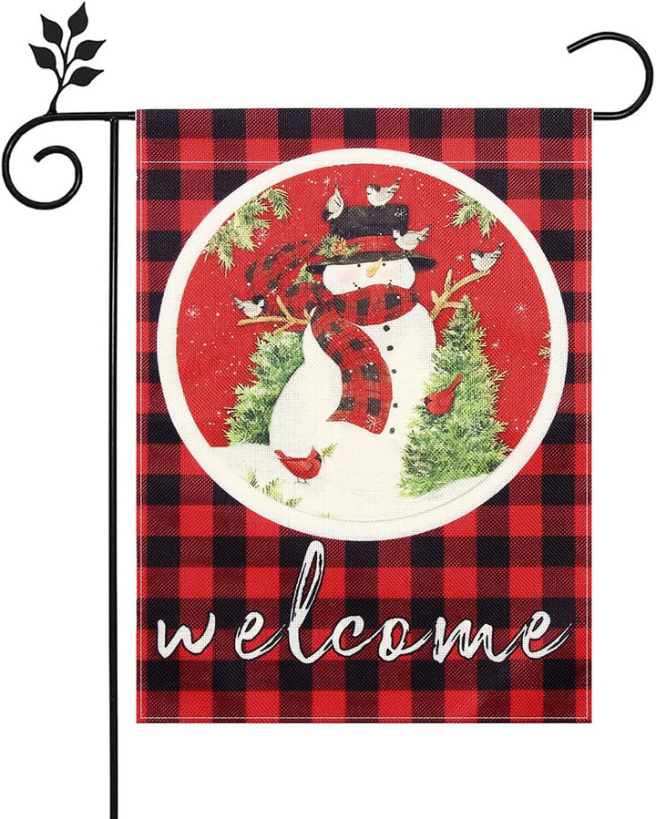 Christmas Garden Flag Double Sided Holiday Winter Garden Decorations Happy New Year Winter Yard Flag for Outside, Decorations Farm Yard Wall Decor, Flagpole BracketFavorable Festival Atmosphere