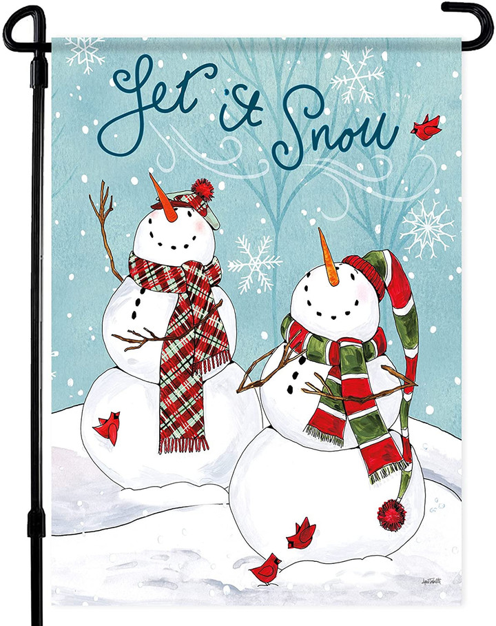 Christmas Garden Flag, Christmas Garden Flag - Double Sided Snowman Garden Flag - Let It Snow Christmas Flag - Winter Flags for Outside - Welcome Garden Flag for Front Yard, Porch - Suits Standard Flagpoles