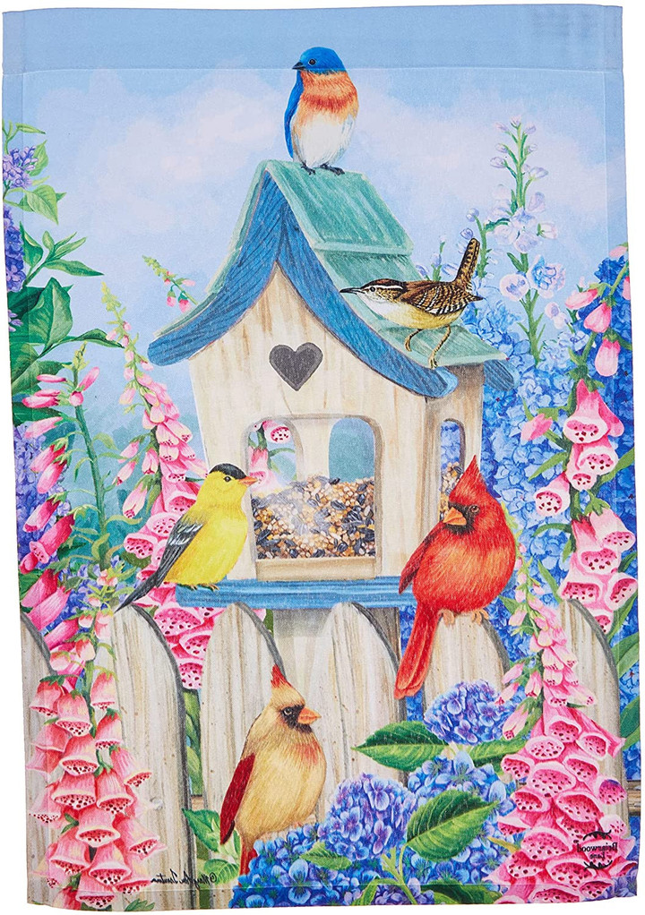Spring Garden Flag, Birds of Spring Floral Garden Flag Cardinals Bluebird, Home Décor, Wonderful Gift, Beautiful Spring Garden Flag, Great Gift Item, Yard Lawn Patio Porch Veranda Garden