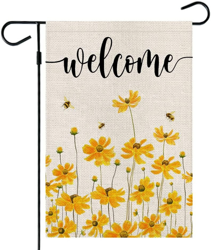 Spring Summer Garden Flag Floral Welcome Double Sided Outside Vertical Holiday Yard Décor, Home Décor, Wonderful Gift, Beautiful Spring Garden Flag, Porch Decor, Standard Flag Pole