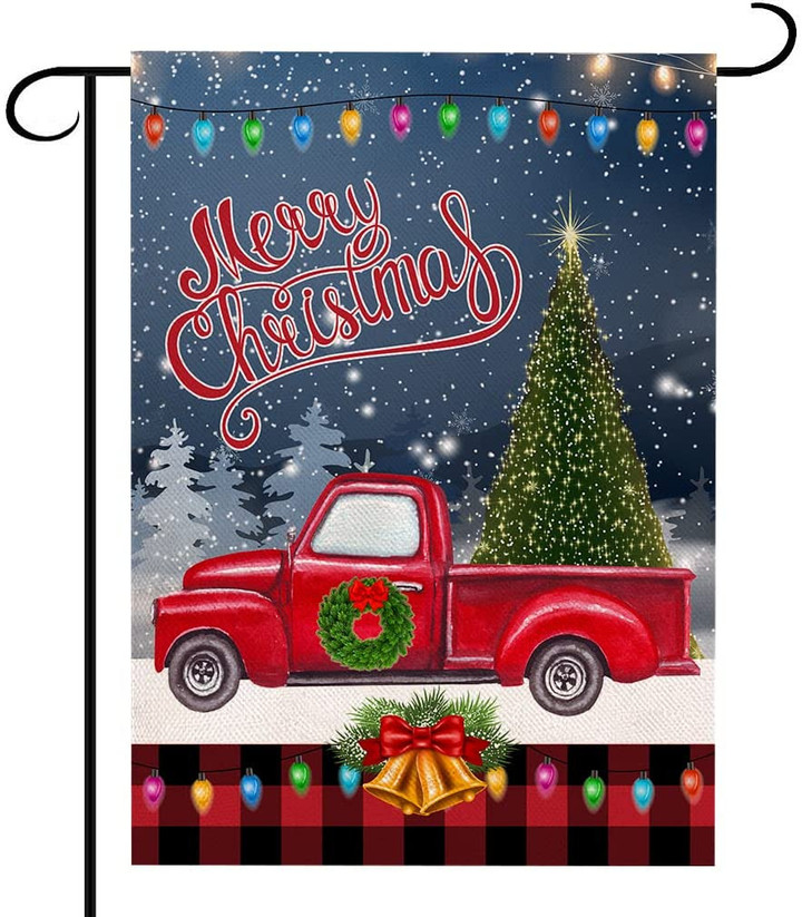 Christmas Garden Flag,  Christmas Garden Flag  Red Truck and Tree Flag for Winter Yard Outdoor Decoration Christmas Decor Home Decoration Merry Christmas Flag
