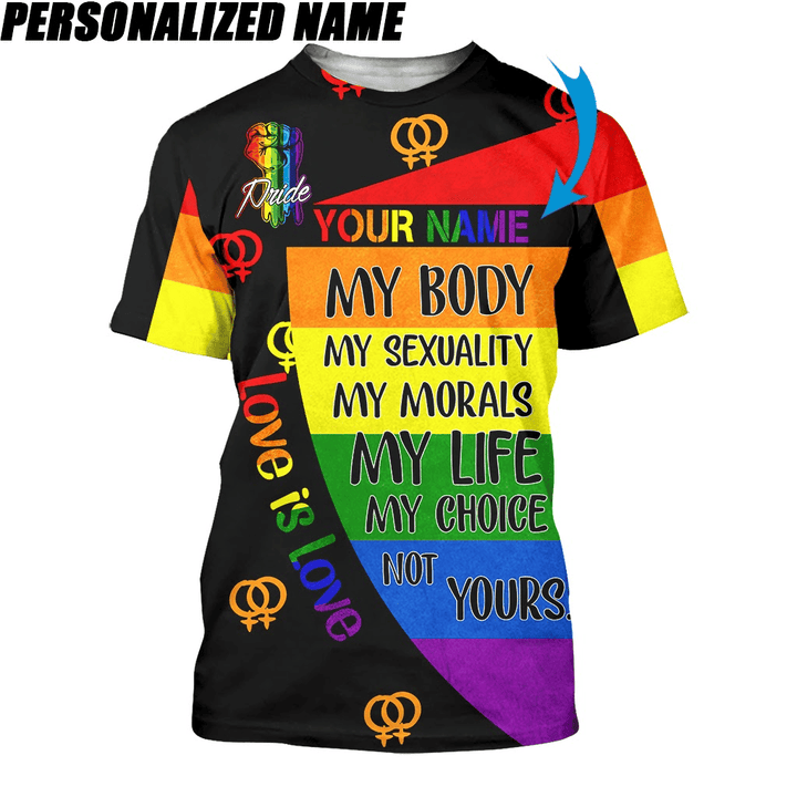 Personalized  Name Pride LGBTQ Shirt All Over Print My Choice Not Yours, 3D Pride Month Shirt