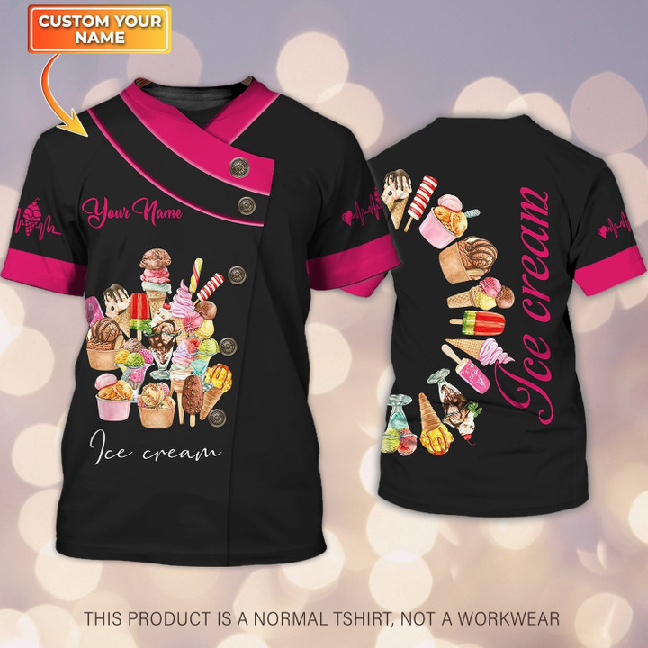 Ice Cream Personalized Name 3D Tshirt (Non Workwear), Gift For Ice Cream Lover