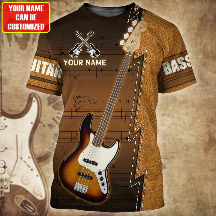 Personalized Name Bass Guitar 3D Shirt, Men Guitarist Shirt, Women Guitar Tshirt
