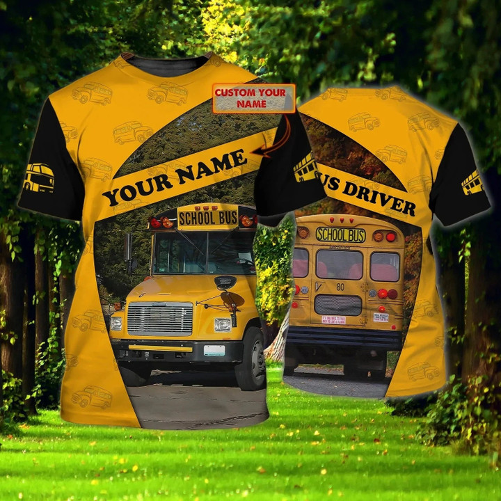 Personalized 3D Yellow School Bus Tshirt Men Women, Best Gift For School Driver