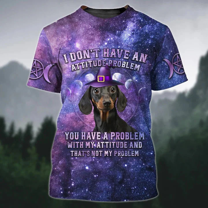 Funny Halloween Dog Shirt, That isn't Dachshund Problem T Shirt, Purple Dog On Halloween Tshirt