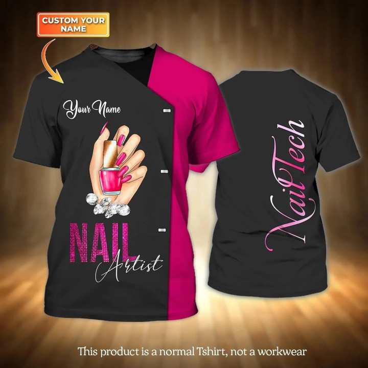 Personalized Nail Artist T Shirt Men Women, Nail Tech Uniform, Nail Shop Uniform, Gift For Nail Women Man
