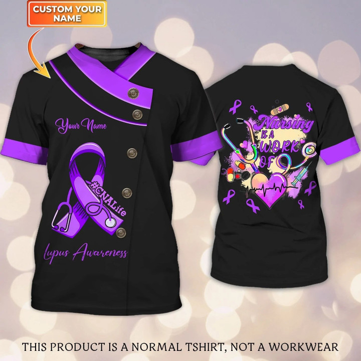 Cnalife Lupus Awareness Personalized Name 3D Tshirt Tad (Non Workwear)