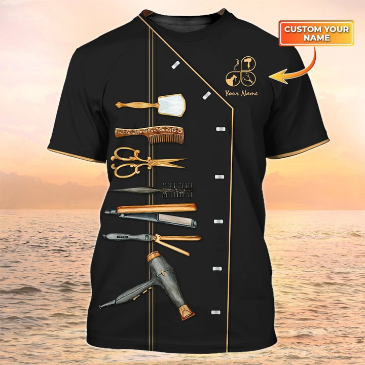 Custom 3D Tshirt Hair Salon Uniform Hairdresser Shirt Hairstylist Tools Sublimation On Shirts