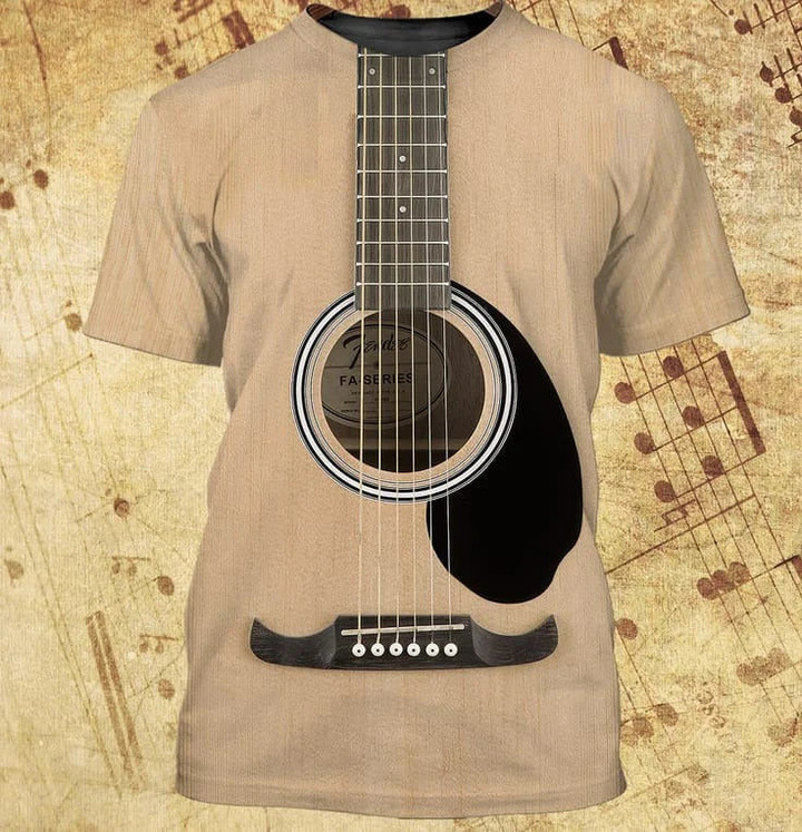 3D Full Printed Bright Colorful Guitar Shirt, Guitar Lover Shirts, Love Guitar Gifts