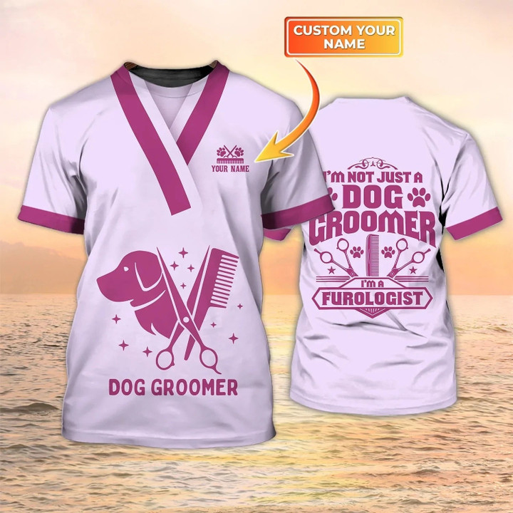 Personalized Name 3D Tshirt Dog Groomer I Am A Furologist Shirt