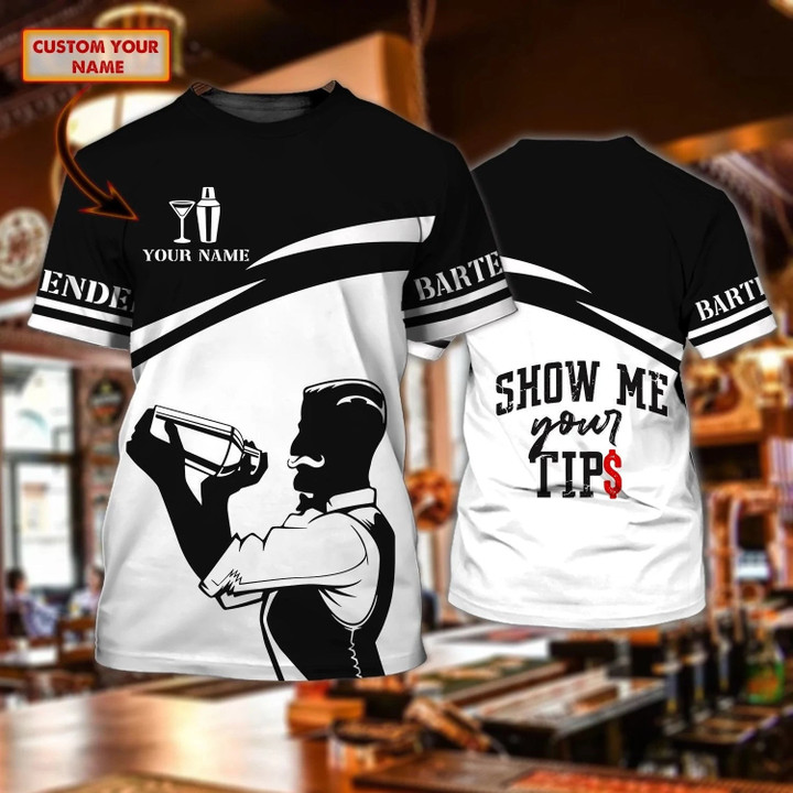 Bartender 3D Shirt Men Women Barista Uniform Shirts Short Sleeve Bar Shirt