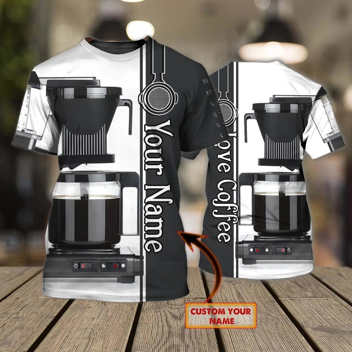 Personalized Barista 3D T Shirt Coffee Machine Shirt Present To Barista Bartender Gifts