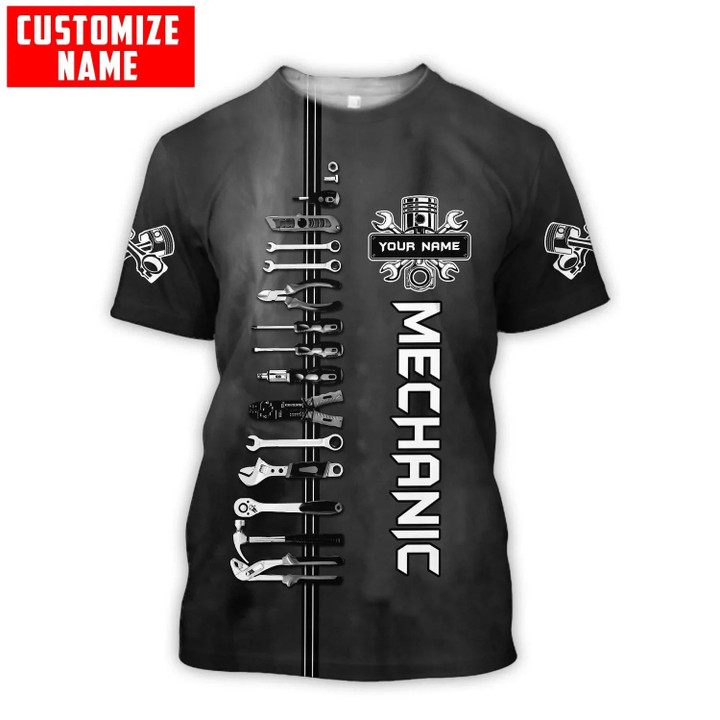 Customized Black Shirt For Mechanical Man Women Oversized 3D Mechanic Tshirt