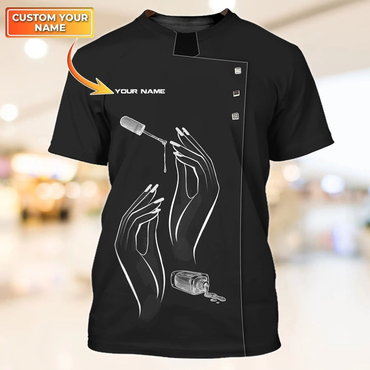 Personalized Black Nail Shirt For Her, New Gift For Nail Technician, Best Tshirt For Nail Tech