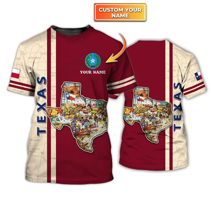 Personalized Texas Shirt, Texas The Lone Star State Artwood 3D Tshirt