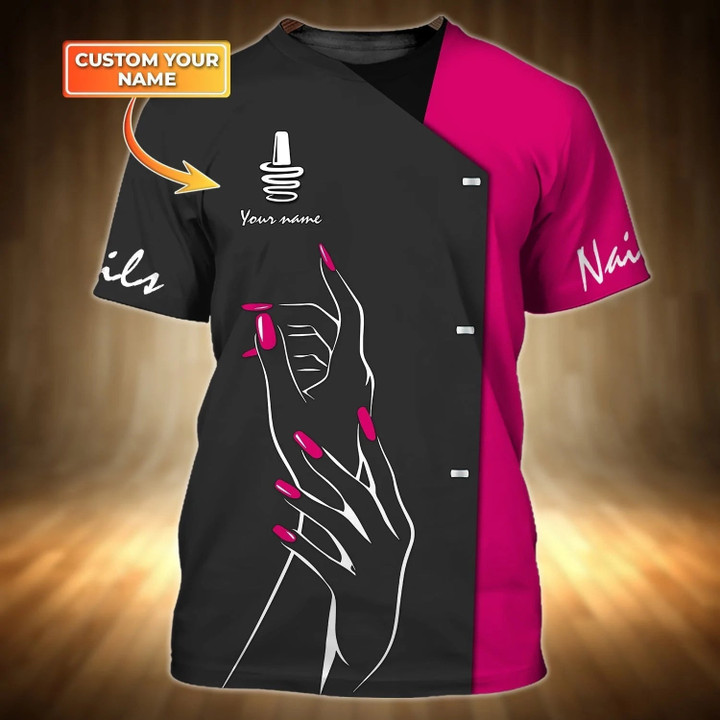 Custom With Name Manicurist 3D Shirt Nail Technician Tee Shirt For Her Him