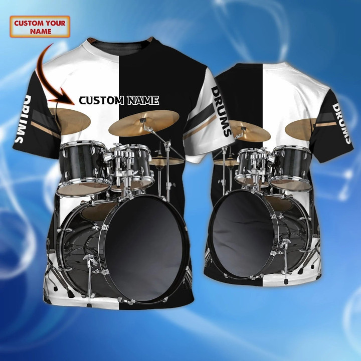 Customized 3D Shirt Drum Black And White For Drummer, Sublimation Shirts For Drum Lover