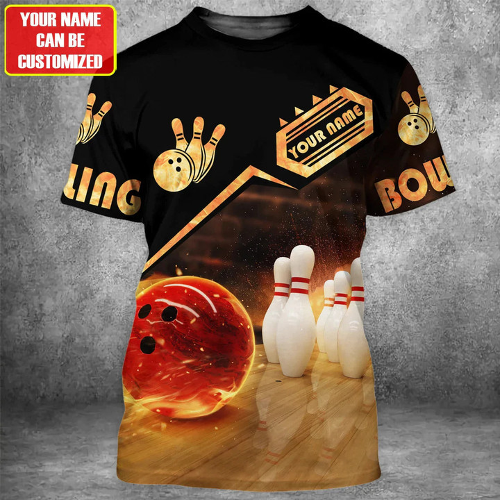 Customized Name Bowling Fire Unsiex Shirt Men Women Gift For Bowling Player
