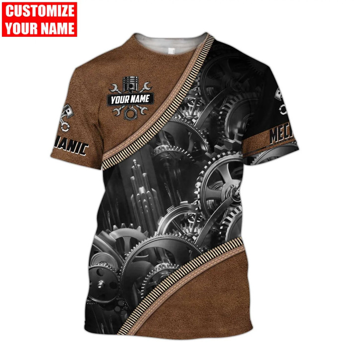 3D All Over Printed Mechanic T Shirt Mechanical Tool Pattern On Shirts