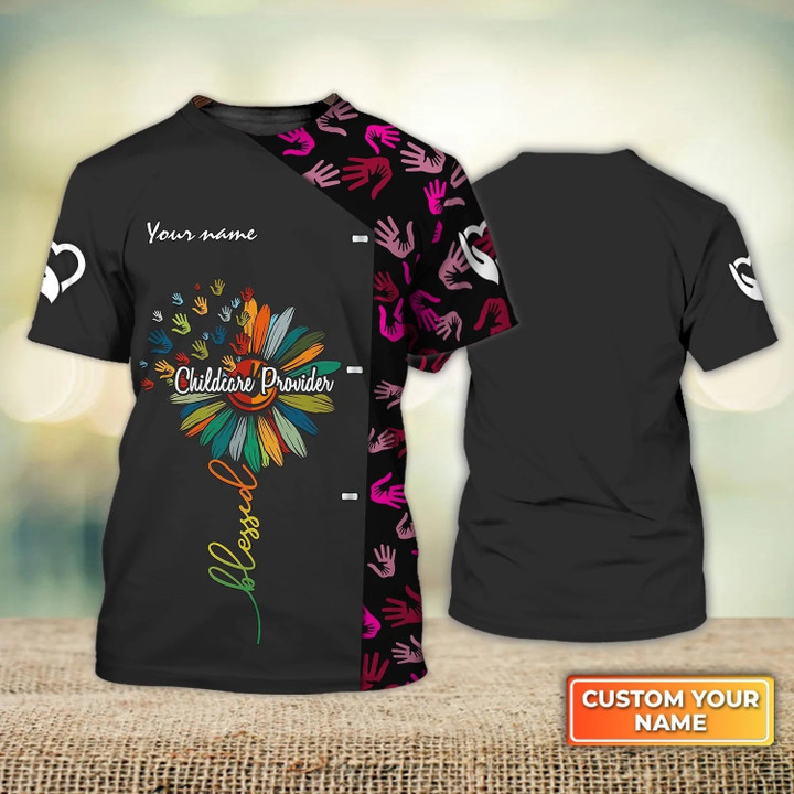 Custom 3D T Shirt For Child Care Worker Child Day Care Provider Gift Clasped Hands Color Unifom