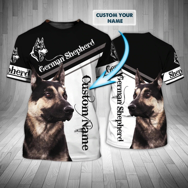 Custom With Name Tshirt For Dog Lovers, Black German Shepherd Shirts For Him Her, Black Shepherd Shirt