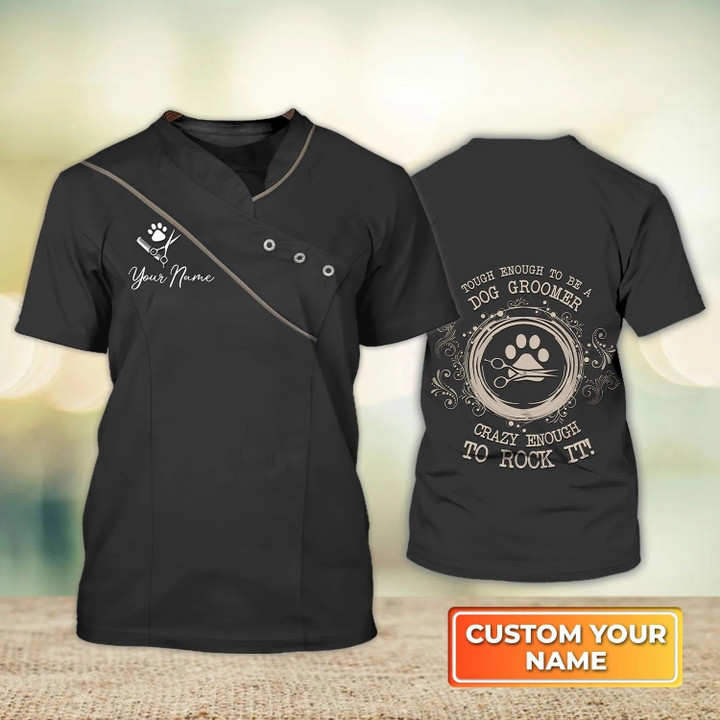 Custom Name Groomer Shirt, Dog Groomer T Shirt, Black Shirt For Pet Groomers