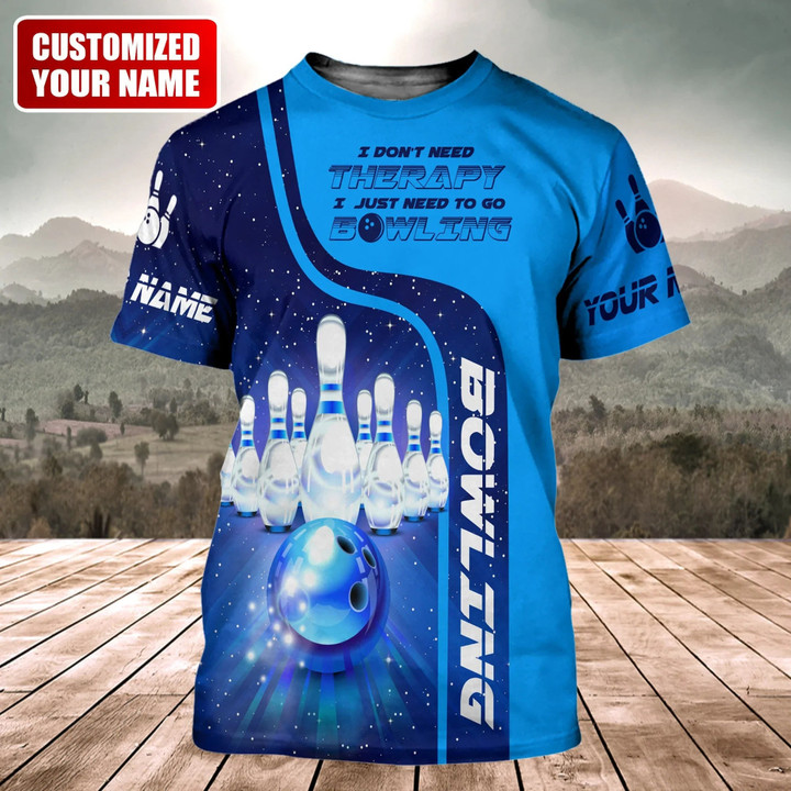 Personalized Name Bowling Therapy 3D Unisex Shirt Bowling Team Player Uniform
