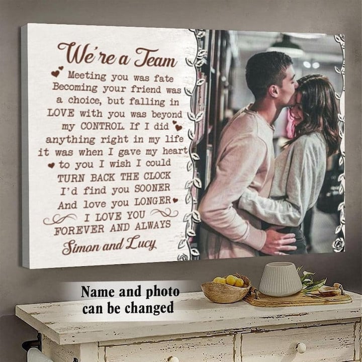 Personalized Canvas Gift For Wife, Husband, Couple Gift, We Are A Team, Couple Wall Art Sign, Weeding Gift For New Couple, Anniversary Gift