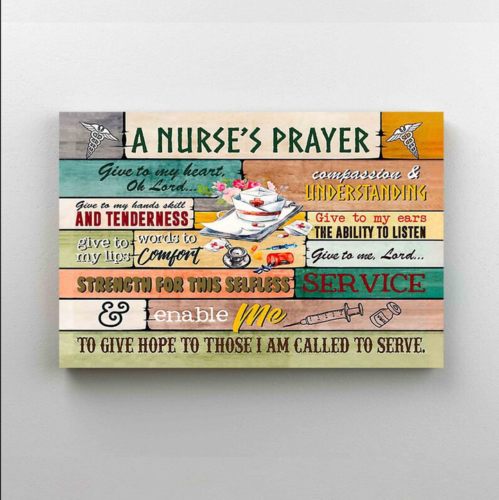 A Nurse's Prayer Canvas, Nurse Canvas, Wall Art Canvas, Gift Canvas, Gift For Nurse, Gift For Girl, Friend, Xmas Gift