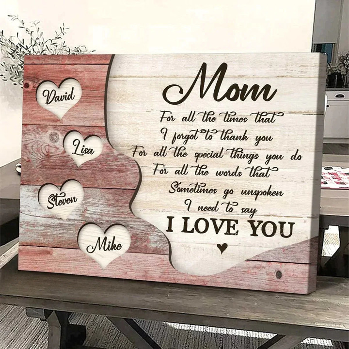 Personalized Dear Mom Canvas Wall Art, Mother's Day Custom Mom Canvas Gift From Son Daughter Gift For Mom on Birthday Mother's Day