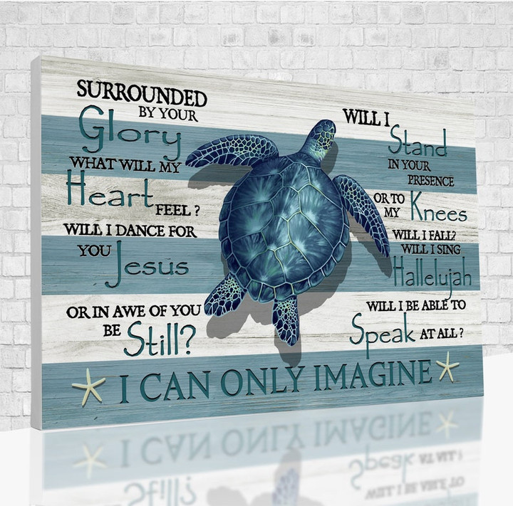 Turtle Canvas Art, Surrounded By Your Glory Canvas, Gift Ideas For Turtle's Lover, Jesus's Lover Gift, Gift For Christian
