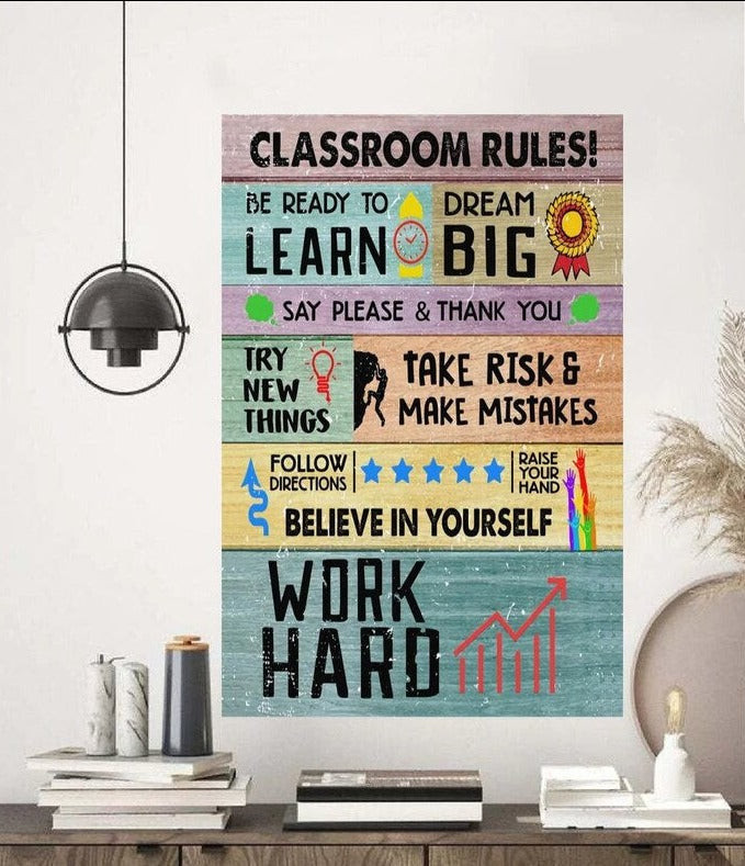 Classroom Rules Knowledge Canvas, Classroom Canvas, Teacher Wall Art, Classroom Wall Decor